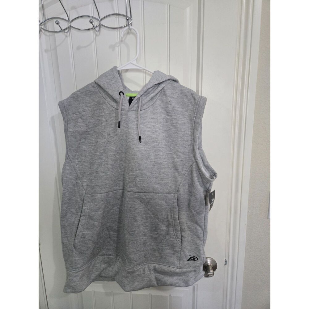 Pro Player Men’s XL Gray Sleeveless Hoodie Pullover Kangaroo Pocket Athletic
